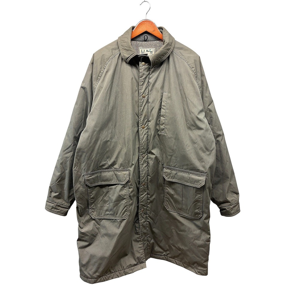 LL Bean Long Winter Parka Jacket Fleece Lined Men's XL Green Outerwear Vintage